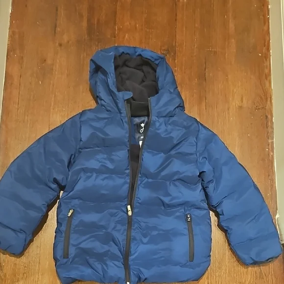 Jacadi Paris Kids Blue Full Zp Long Sleeve Hooded Puffer Jacket Size 10A